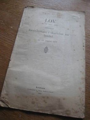 LOV av 1921 indeholdende forandringer i skattelov for landet. 1921.