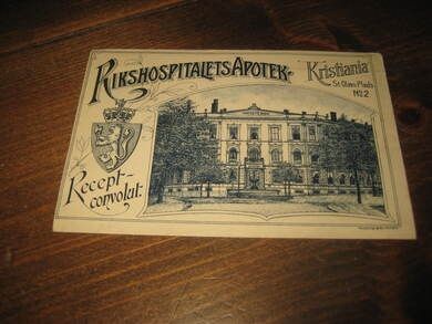 RIGSHOSPITALETS APOTHEK, Kristiania, tidleg 1900.