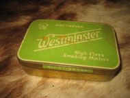 Pen blikkeske fra Norsk Engelsk Tobaksfabrik, Westminster Smoking Mixture, 50 tallet