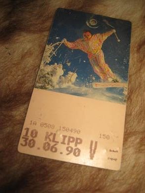 Billett truleg Standa Skisenter, 1990.