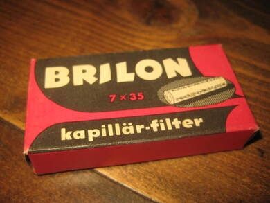 Uåpna eske med ubrukt innhold, BRILON kapilær filter, 60 tallet