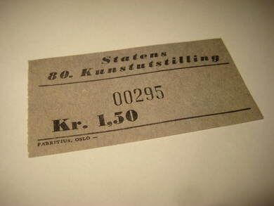 STATENS 80. KUNSTUTSTILLING, pen billett fra 60 tallet.