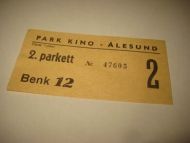 PARK KINO, ÅLESUND, pen billett fra 60 tallet.