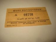 MOSS HAVNEVESEN, pen billett fra 60 tallet.