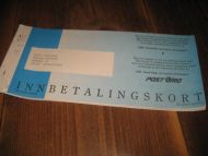 POSTGIRO blokk, INNBETALINGSKORT, 80-90 tallet