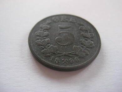 1896, 5 ØRE, 1/1+