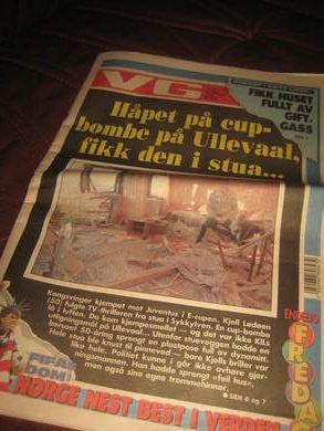 1993,nr 285, VG. CUPBOMBE I STUE I SYKKYLVEN