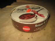 Boks uten innhold, NORA SOYA & KJØTT, fra NORA SUNROSE, OSLO. Pris kr 4.48.  60-70 tallet.