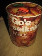 Boks uten innhold, GO'E SEIKAKER I SAUS, fra Trondhjem Preserving, Trondheim.. Pris kr 4.25.  60-70 tallet.