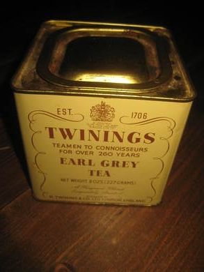 Boks uten innhold, TWININGS EARL GREY TEA, 60 tallet.