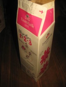 Tom liters kartong melk, fra Tine 1992.