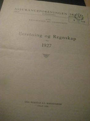 1927, ASSURANCEFORENINGEN SKULD. PROTECTION OG INDEMNITY,  BERETNING OG REGNESKAP.