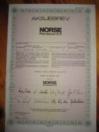 NORSE Petrolium A.S. 1.11- 1984. Aksjebrev nr 262177.0.