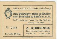 Nr 2149, Biri Idrettslags Utlodning 1929.