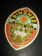 RINGNES NORWEGIAN PILSNER BEER, 40 tallet.