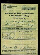 Anvisning på kjøp av matpoteter i hele sekker a 50 kg, 1945, No. 474808