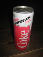 Uåpna boks Coca Cola fra 70 tallet, NEW SUPERCAN! Fra PRIPPS BRYGGERIER.