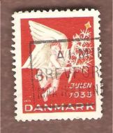 1933, julemerke fra Danmark, stempla.