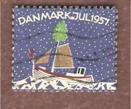 1957, julemerke fra Danmark, stempla.