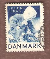 1943, julemerke fra Danmark, stempla.