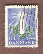 1944, julemerke fra Danmark, stempla.