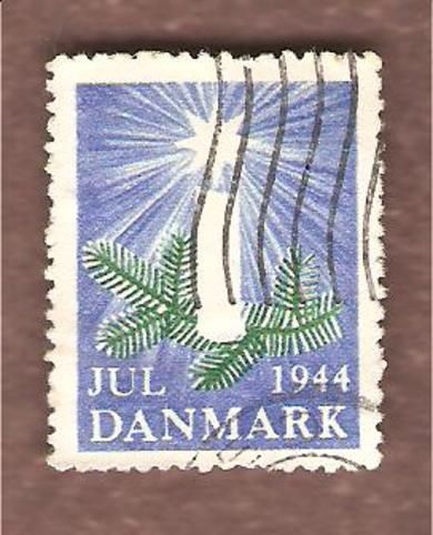 1944, julemerke fra Danmark, stempla.