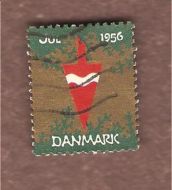 1956, julemerke fra Danmark, stempla.