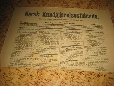 1908,nr 228, Norsk Kundgjørelsestidende.