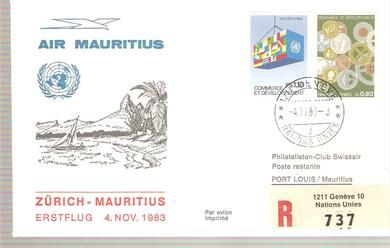 1983, ZURICH- MAURITIUS. Air Mauritius.