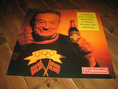 Reklameplakat,  Hjalmar Andersen, FRYDENLUND BRYGGERI, 80 tallet. 