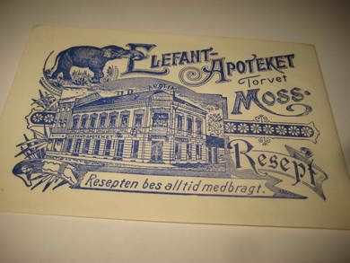 ELEFANT APOTEKET, MOSS, tidleg 1900