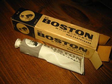 Eske med ubrukt innhold, BOSTON SHOE CREAM, BLÅ, 60 tallet