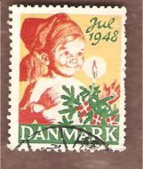 1948, julemerke fra Danmark, stempla.