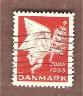 1933, julemerke fra Danmark, stempla.