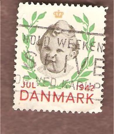 1942, julemerke fra Danmark, stempla.