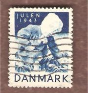 1943, julemerke fra Danmark, stempla.