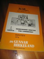 1976,høst, Produktkatalog fra Gunnar Birkeland, Trondheim.