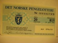 1985, trekning 815,                  DET NORSKE PENGELOTTERI.            Nr. 0996733.