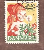 1948, julemerke fra Danmark, stempla.