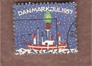 1957, julemerke fra Danmark, stempla.