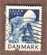 1943, julemerke fra Danmark, stempla.