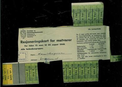 Rasjoneringskort for matvarer. 1948. 38. kortperiode