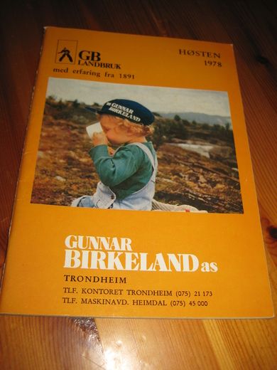 1978,høst, Produktkatalog fra Gunnar Birkeland, Trondheim.