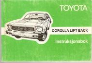 TOYOTA COROLLA LIFT BACK Instruksjonsbok. 70 tallet