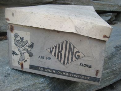 Gammel skoeske fra Askim Gummivarefabrik, VIKING, 60 tallet. 