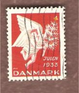 1933, julemerke fra Danmark, stempla.