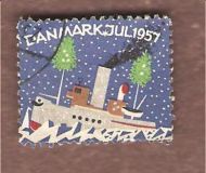 1957, julemerke fra Danmark, stempla.