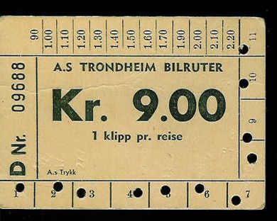 09688. Klippekort fra Trondheim Bilruter