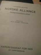 1926, AKTIESELSKAPET NORSKE ALLIANCE. AARSREGNESKAP.