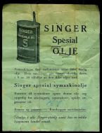 Reklamesak for SINGER SPESIAL OLJE.